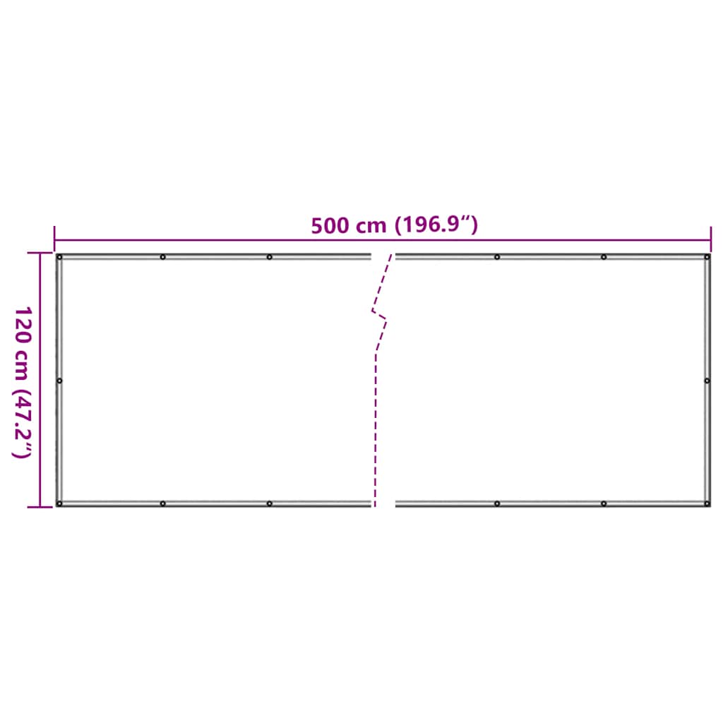 vidaXL Osłona balkonowa, kremowa, 500x120 cm, PVC