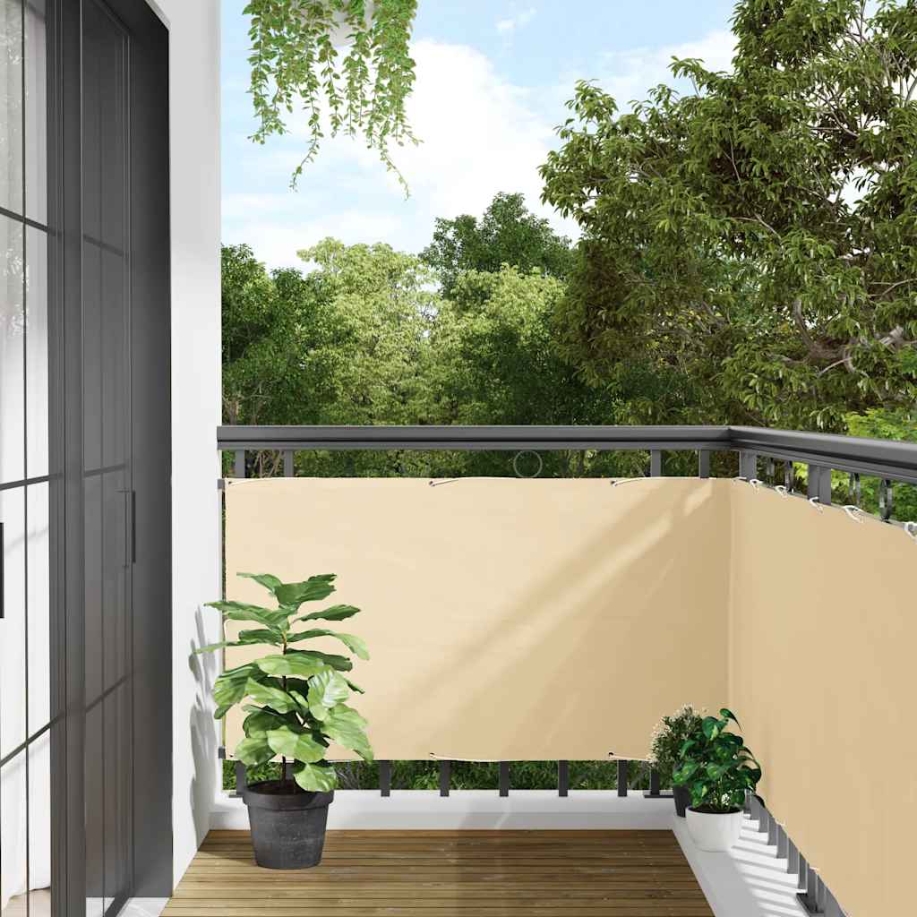 vidaXL Osłona balkonowa, kremowa, 500x120 cm, PVC