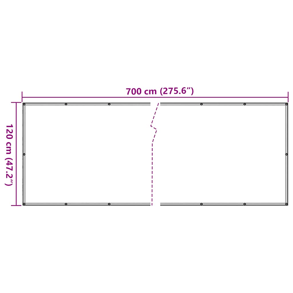 vidaXL Osłona balkonowa, biała, 700x120 cm, PVC
