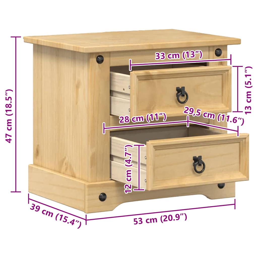 vidaXL Szafka nocna Corona, 53x39x47 cm, lite drewno sosnowe