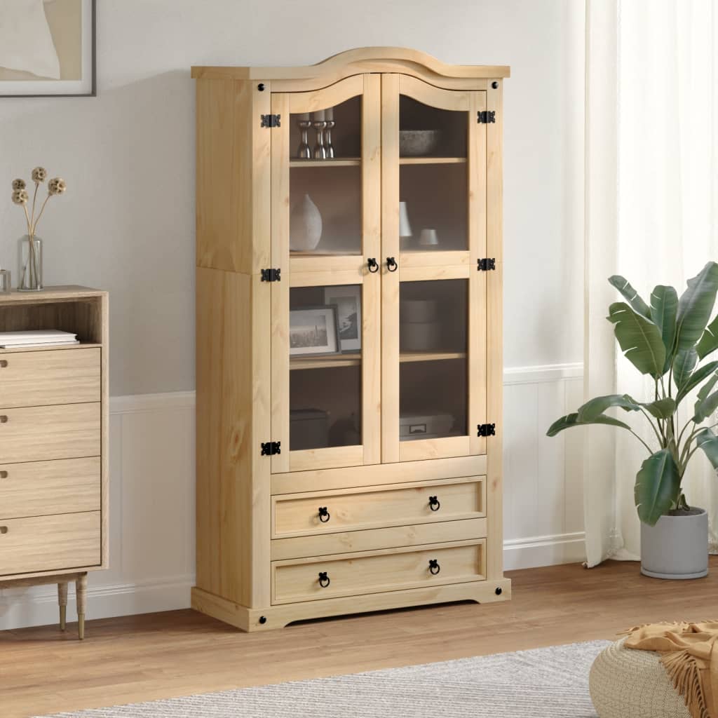 vidaXL Witryna Corona, 99x43x187 cm, lite drewno sosnowe