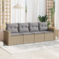 vidaXL 4-cz. zestaw mebli ogrodowych z poduszkami, beżowy, polirattan