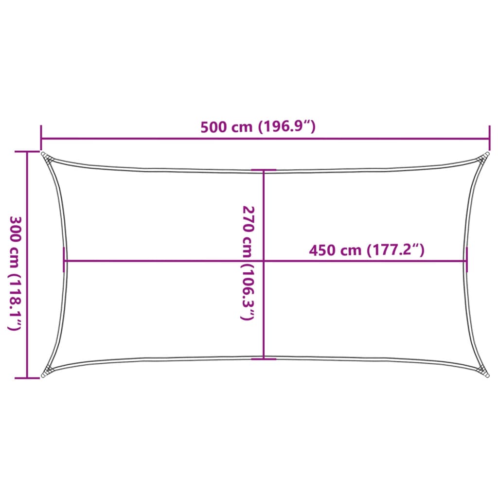 vidaXL Żagiel przeciwsłoneczny, 160 g/m², jasnoszary, 3x5 m, HDPE