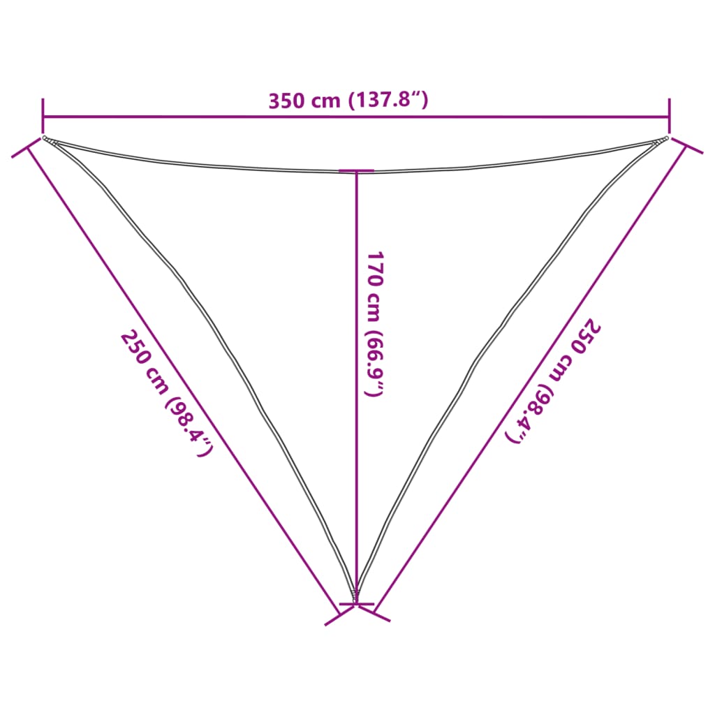 vidaXL Żagiel przeciwsłoneczny, 160 g/m², jasnoszary, 2,5x2,5x3,5 m