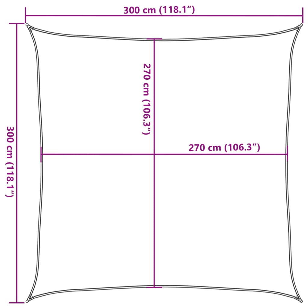 vidaXL Żagiel przeciwsłoneczny, 160 g/m², piaskowy, 3x3 m, HDPE