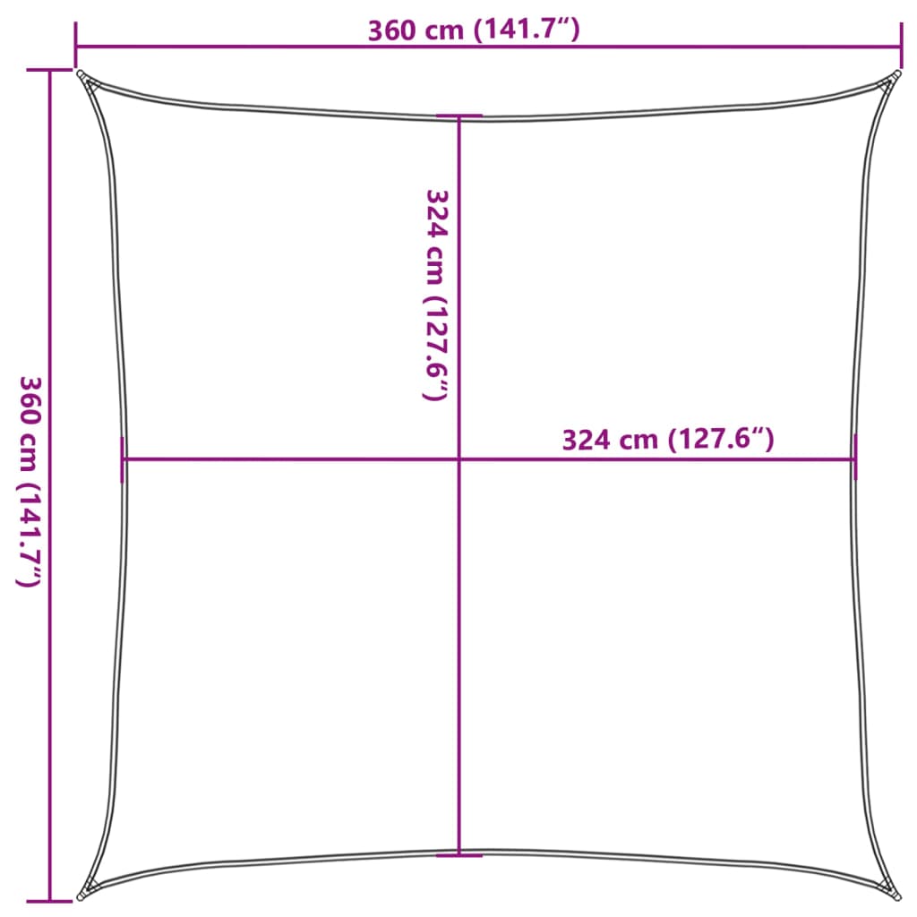 vidaXL Żagiel przeciwsłoneczny, 160 g/m², piaskowy, 3,6x3,6 m, HDPE