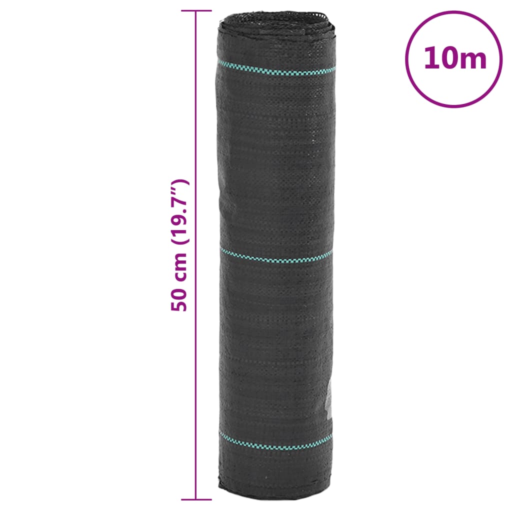 vidaXL Agrowłóknina antychwastowa, czarna, 0,5x10 m, PP
