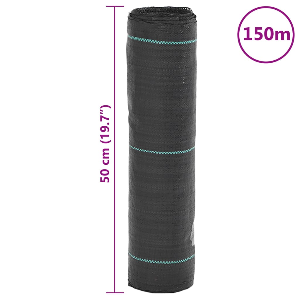 vidaXL Agrowłóknina antychwastowa, czarna, 0,5x150 m, PP