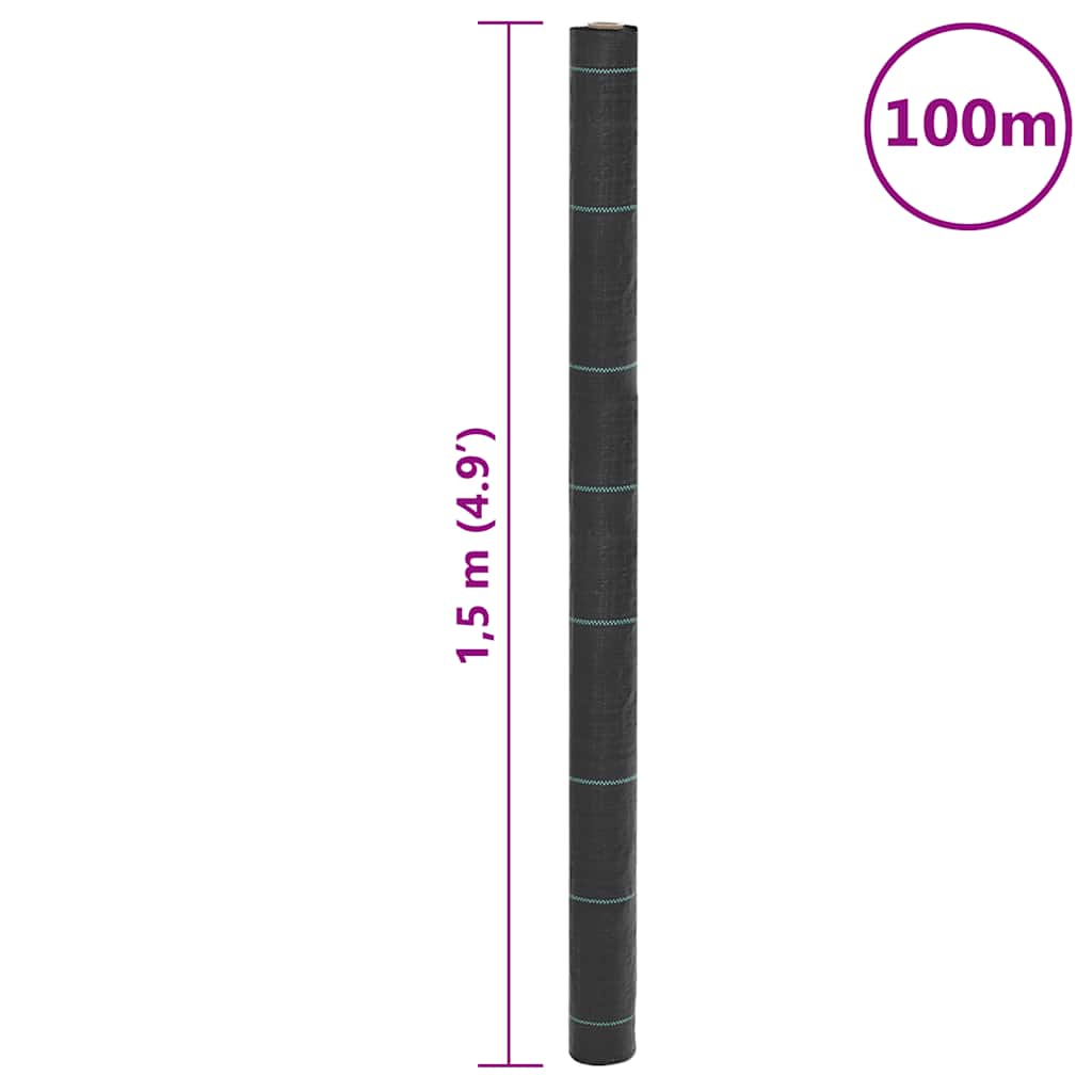 vidaXL Weed Membrane Black 1,5x100 m PP