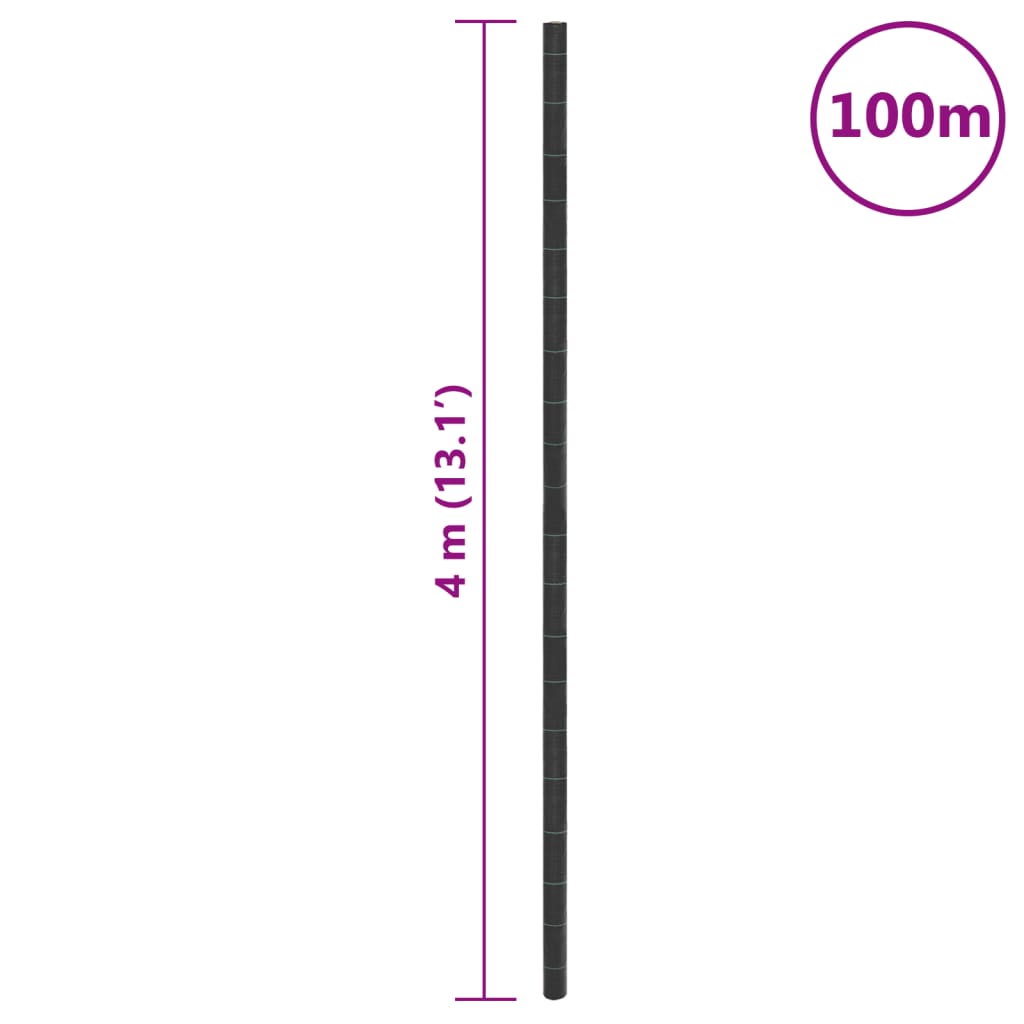 vidaXL Agrowłóknina antychwastowa, czarna, 4x100 m, PP