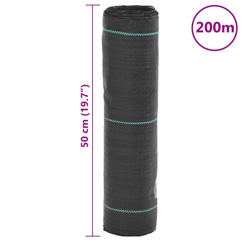 vidaXL Agrowłóknina antychwastowa, czarna, 0,5x200 m, PP