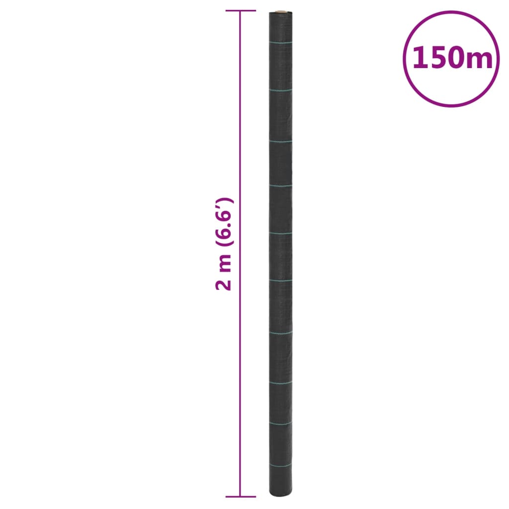 vidaXL Agrowłóknina antychwastowa, czarna, 2x150 m, PP