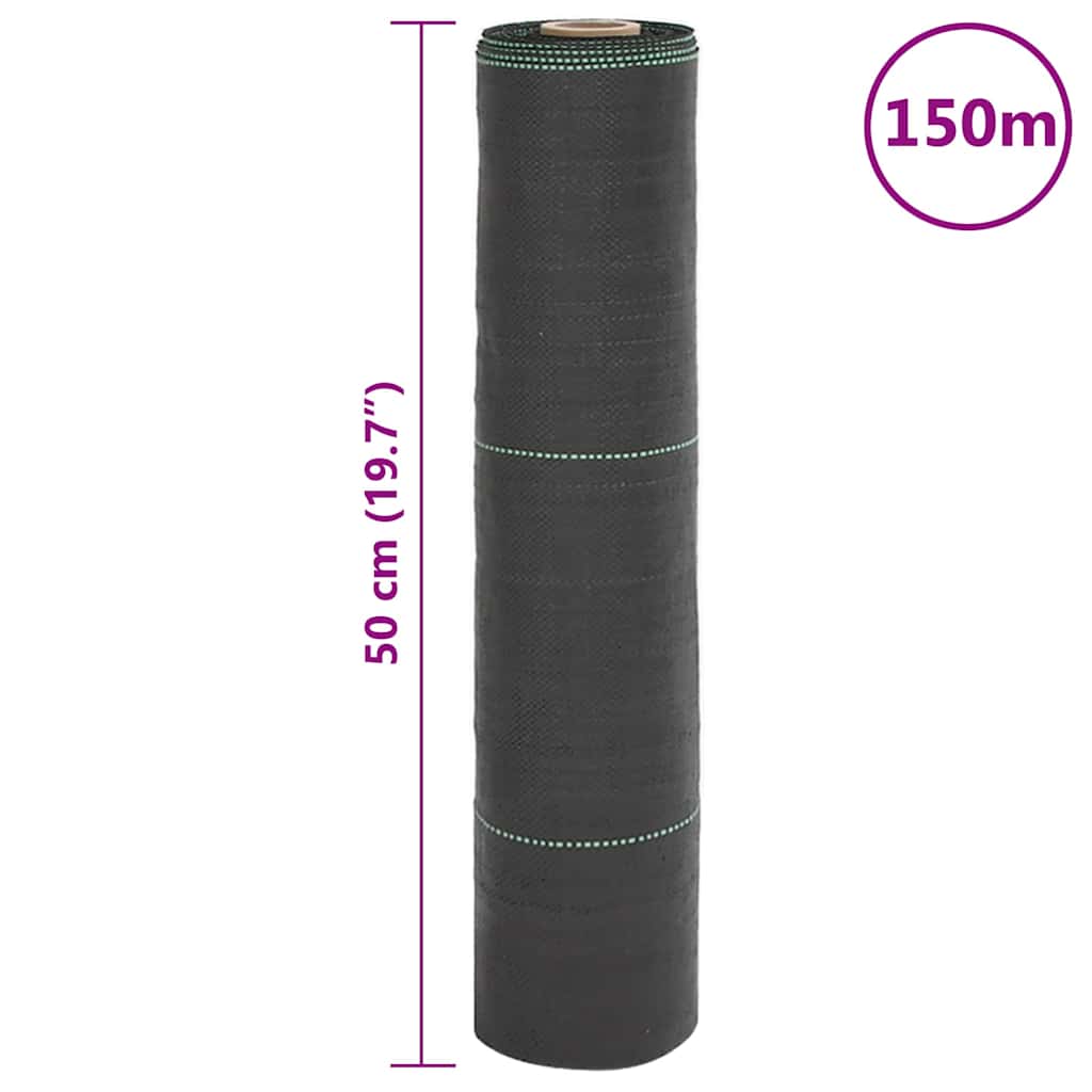 vidaXL Agrowłóknina antychwastowa, czarna, 0,5x150 m, PP