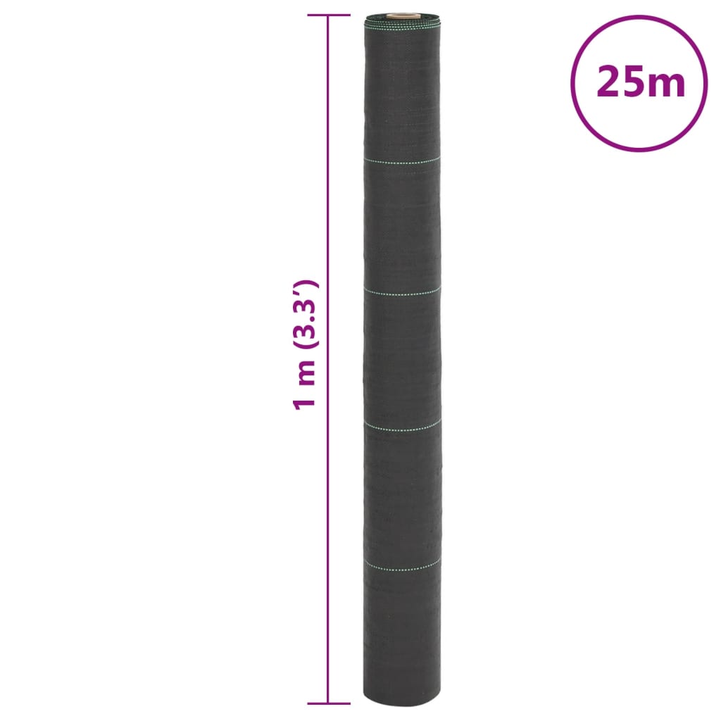 vidaXL Agrowłóknina antychwastowa, czarna, 1x25 m, PP