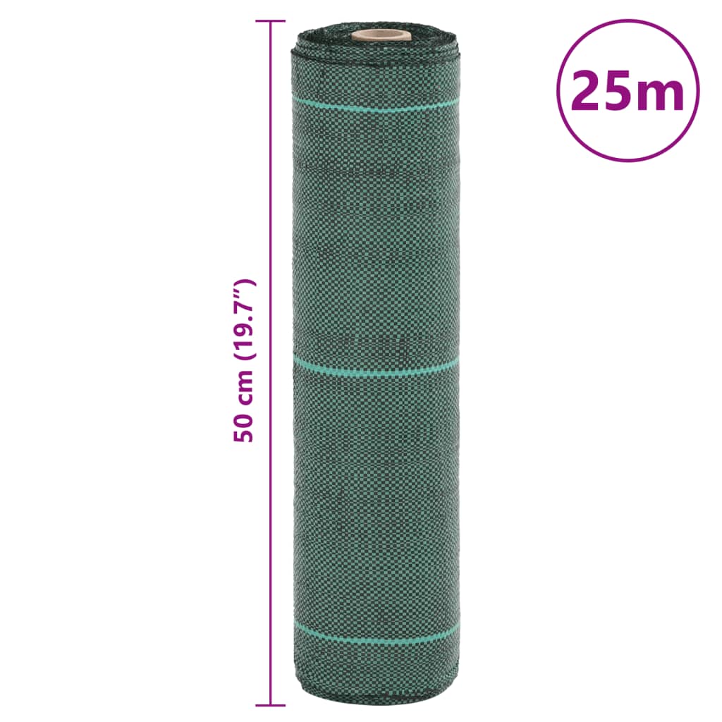vidaXL Agrowłóknina antychwastowa, zielona, 0,5x25 m, PP