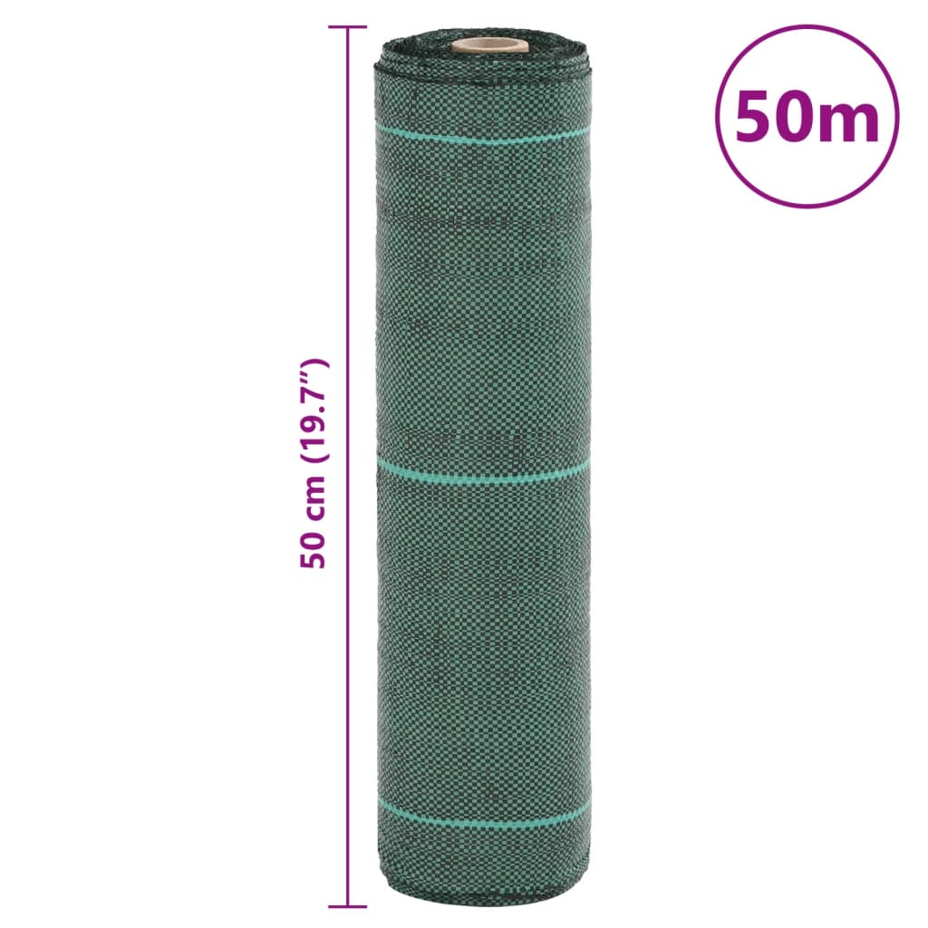 vidaXL Membrana przeciw chwastom zielona 0,5x50 m PP