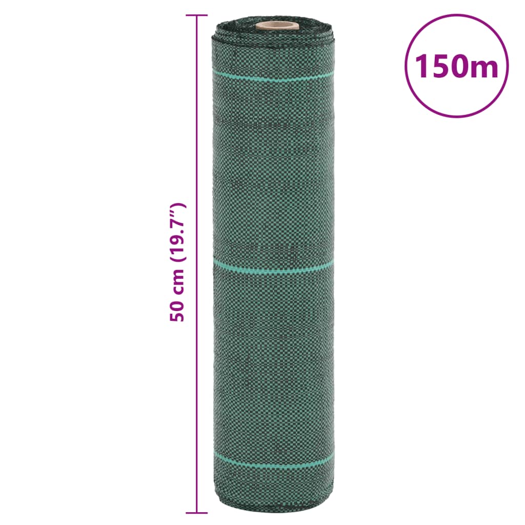 vidaXL Agrowłóknina antychwastowa, zielona, 0,5x150 m, PP