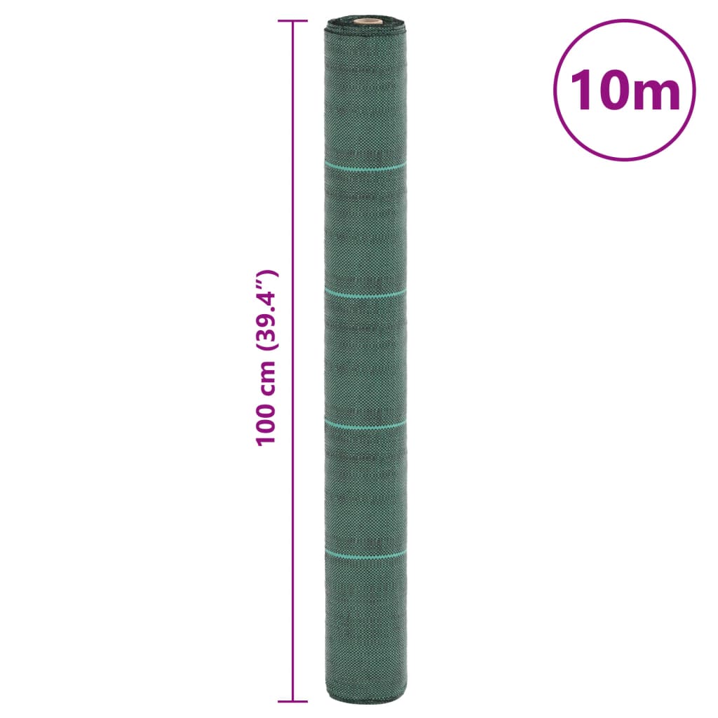 vidaXL Agrowłóknina antychwastowa, zielona, 1x10 m, PP