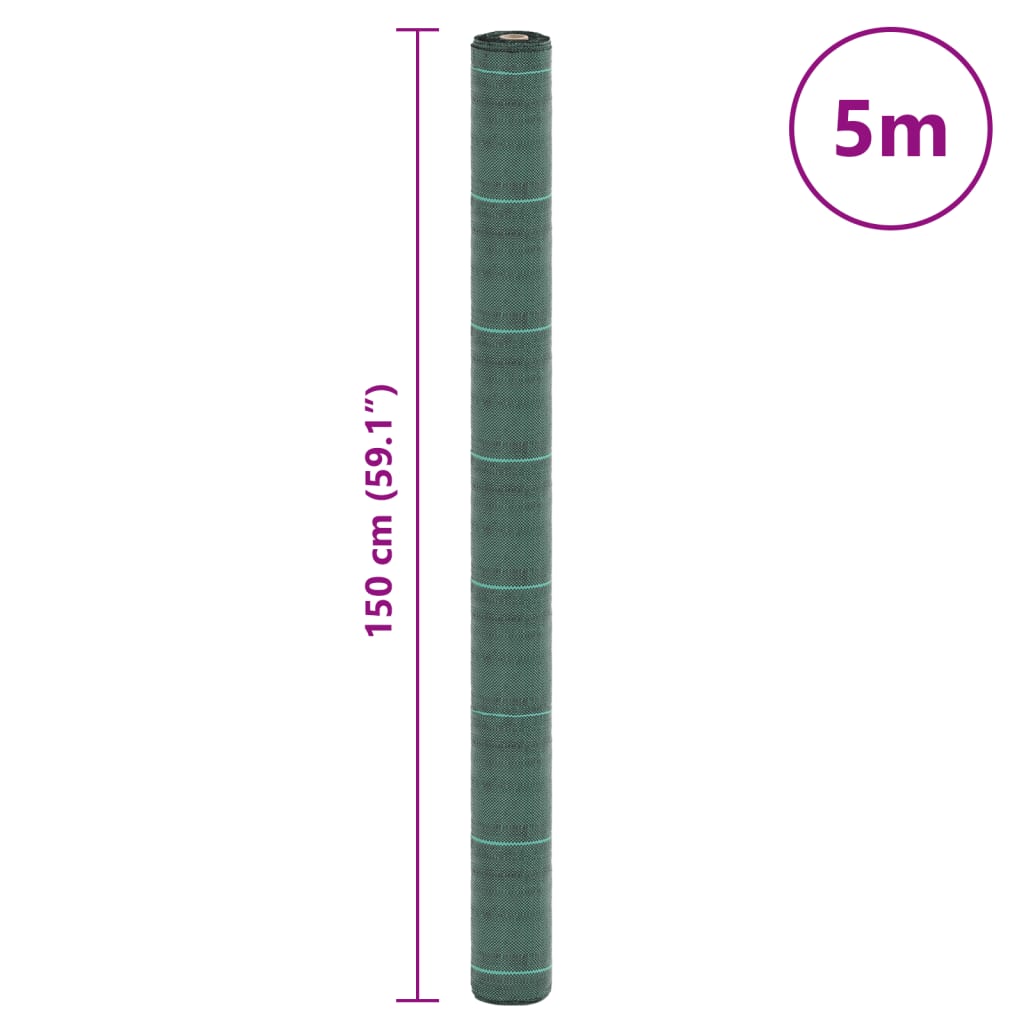 vidaXL Agrowłóknina antychwastowa, zielona, 1,5x5 m, PP