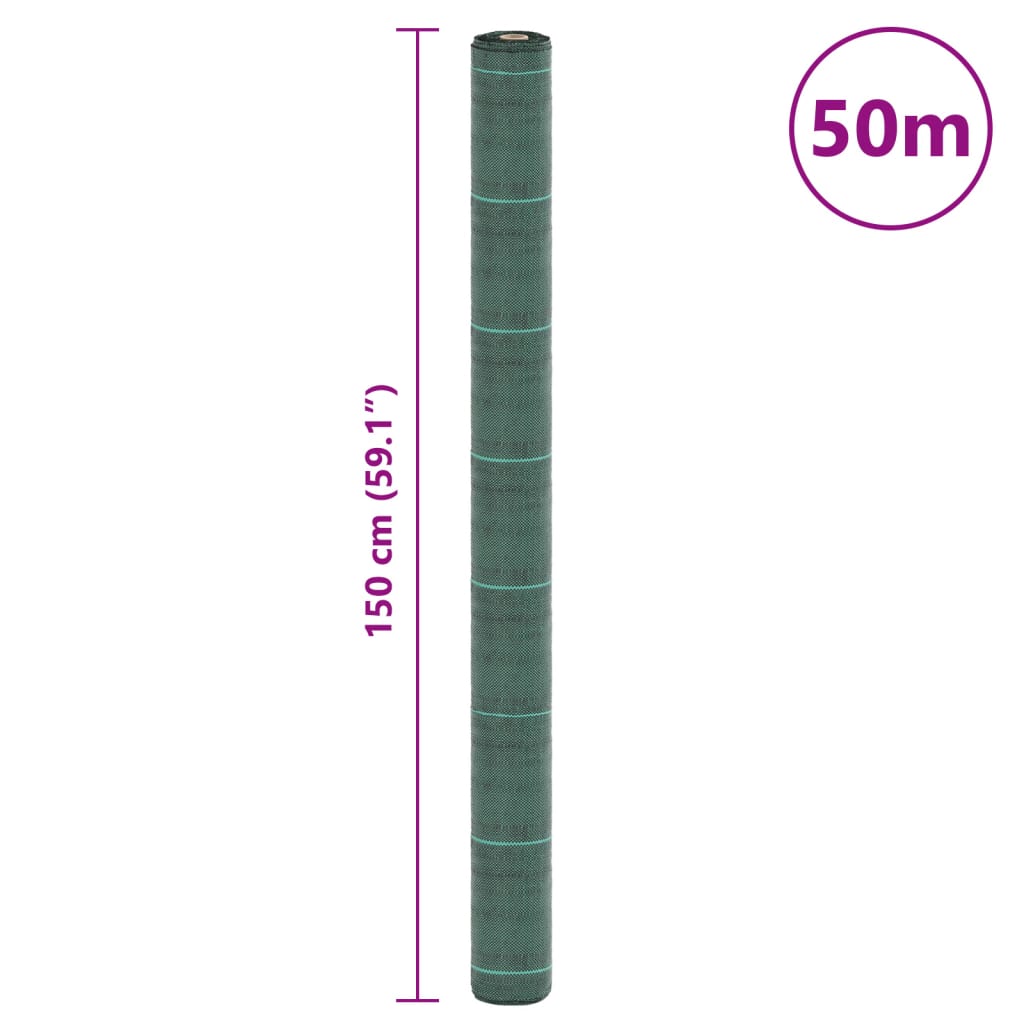 vidaXL Agrowłóknina antychwastowa, zielona, 1,5x50 m, PP