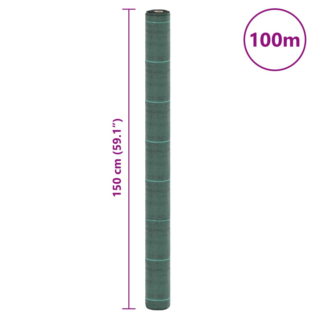 vidaXL Agrowłóknina antychwastowa, zielona, 1,5x100 m, PP