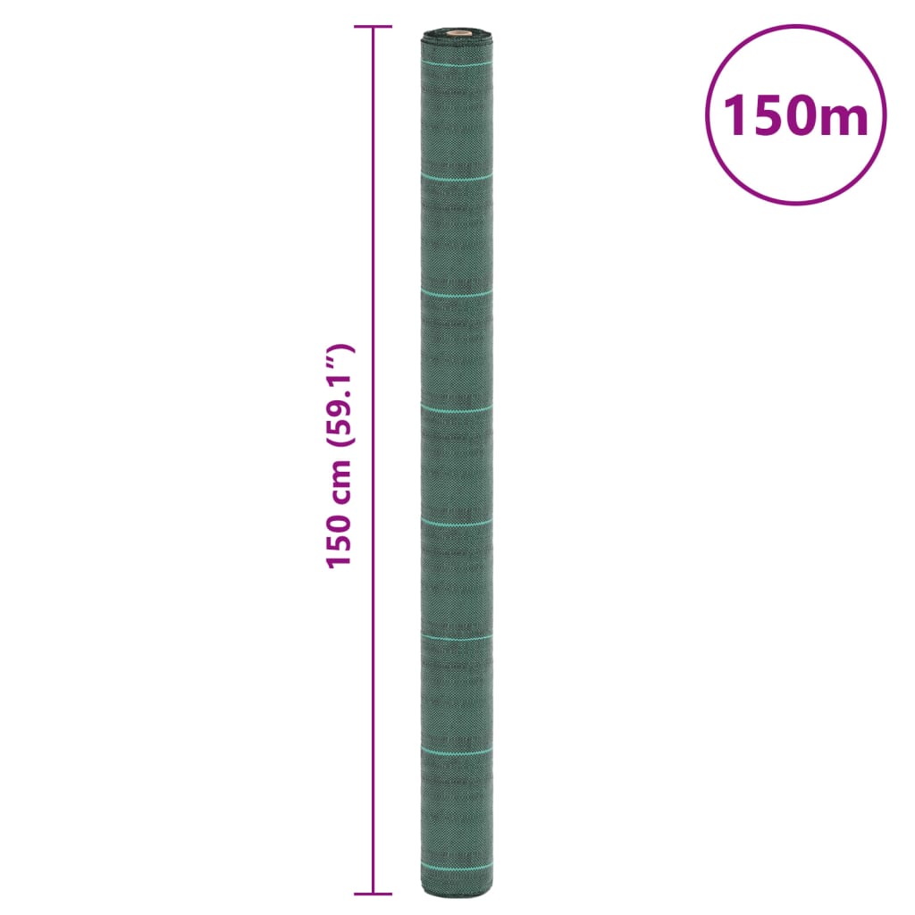 vidaXL Agrowłóknina antychwastowa, zielona, 1,5x150 m, PP
