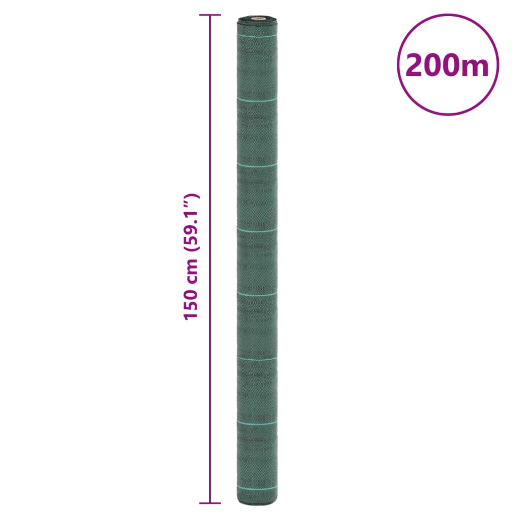 vidaXL Agrowłóknina antychwastowa, zielona, 1,5x200 m, PP