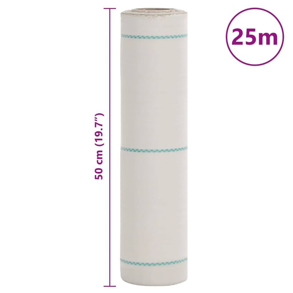 vidaXL Agrowłóknina antychwastowa, biała, 0,5x25 m, PP