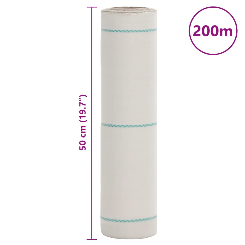 vidaXL Agrowłóknina antychwastowa, biała, 0,5x200 m, PP