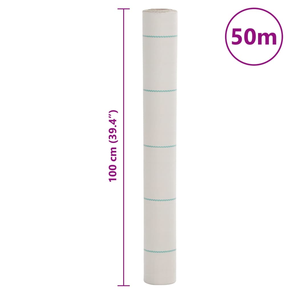 vidaXL Agrowłóknina antychwastowa, biała, 1x50 m, PP