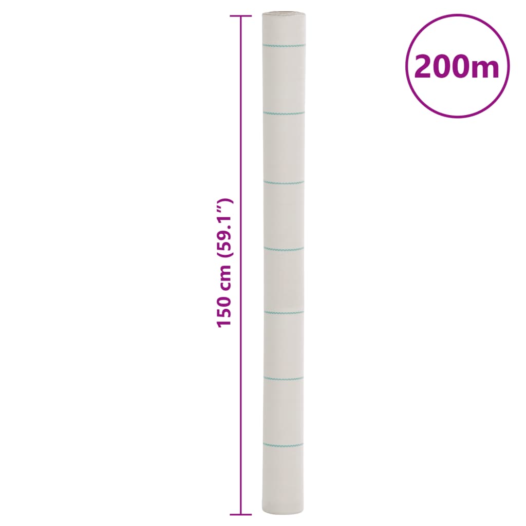vidaXL Agrowłóknina antychwastowa, biała, 1,5x200 m, PP