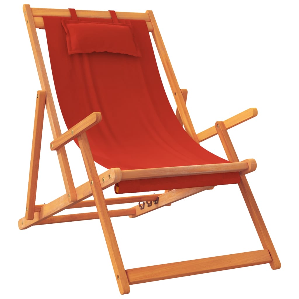 vidaXL Składane krzesła plażowe, 2 szt., czerwone, obite tkaniną