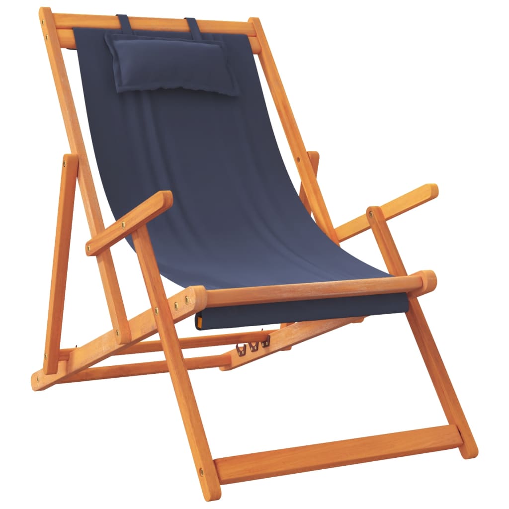 vidaXL Składane krzesła plażowe, 2 szt., niebieskie, obite tkaniną