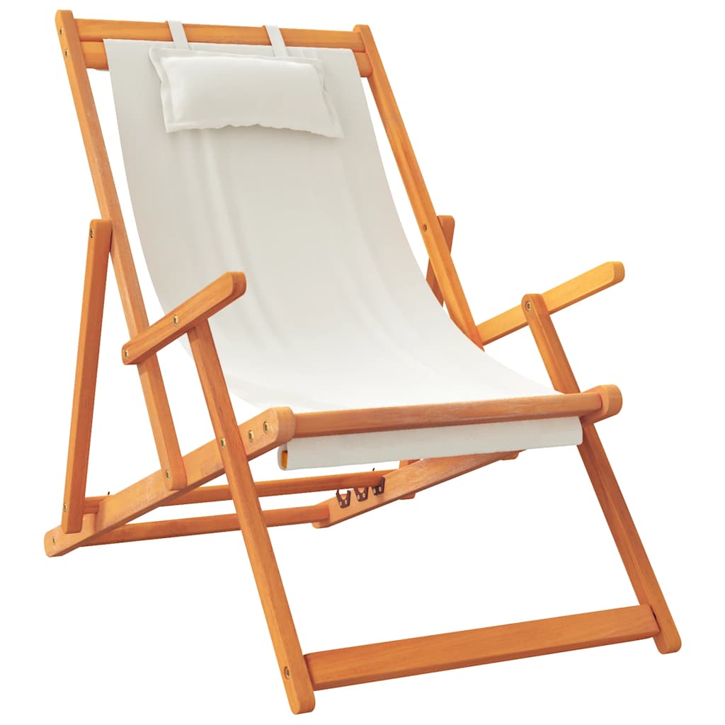 vidaXL Składane krzesła plażowe, 2 szt., kremowe, tkanina