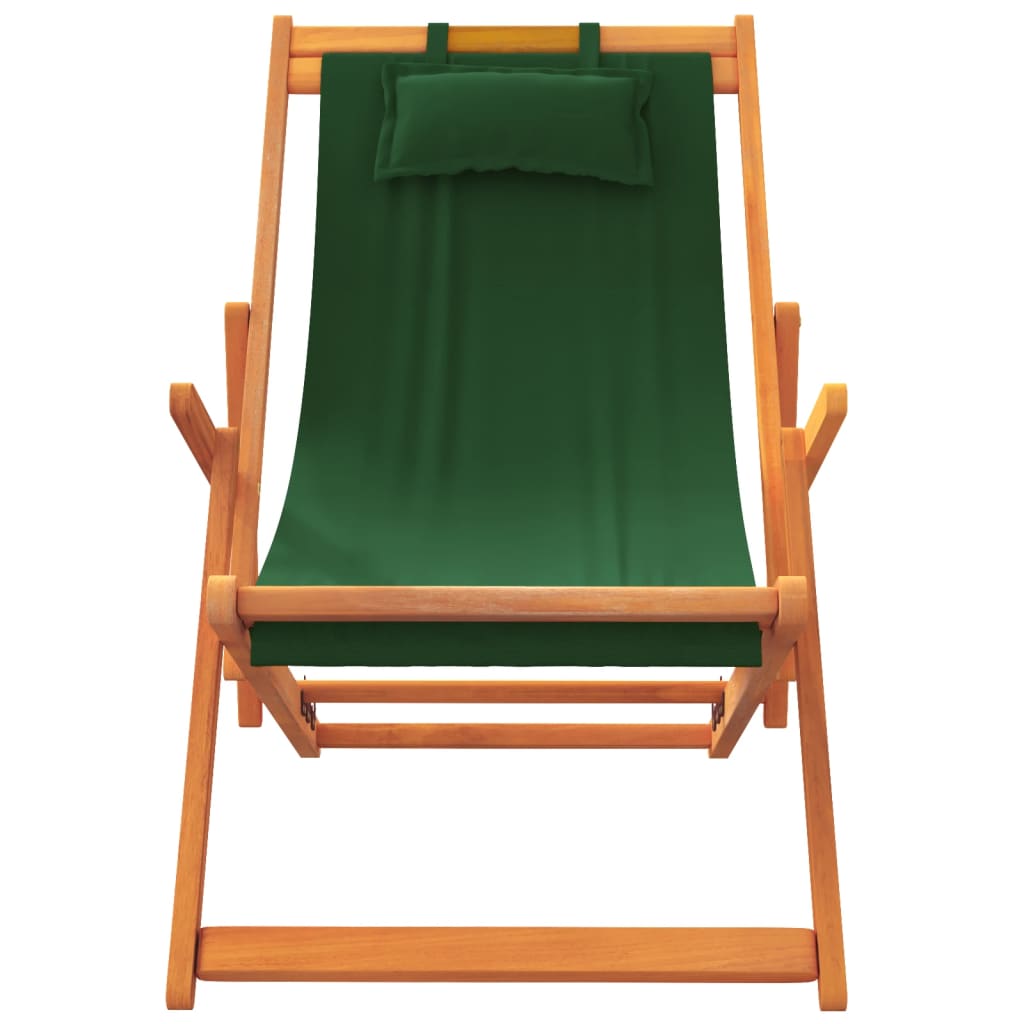 vidaXL Składane krzesła plażowe, 2 szt., zielone, obite tkaniną