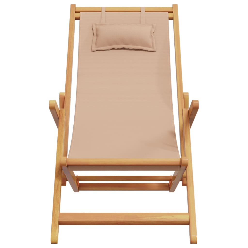 vidaXL Składane krzesła plażowe, 2 szt., taupe, tkanina i lite drewno