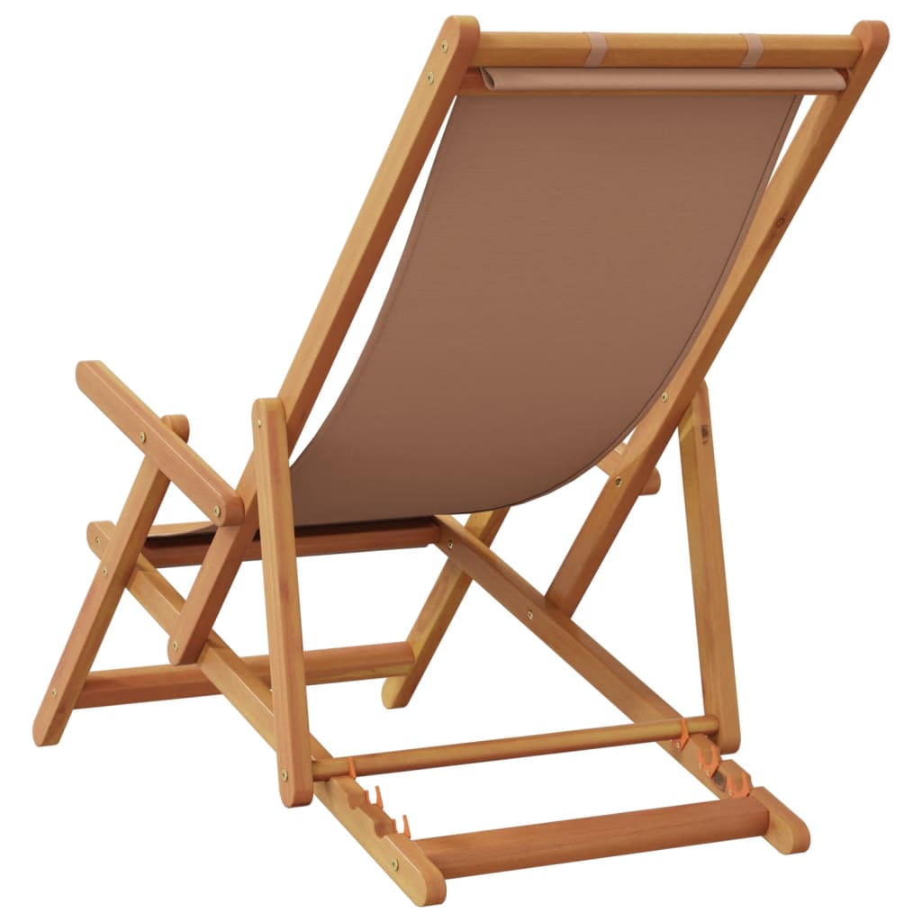 vidaXL Składane krzesła plażowe, 2 szt., taupe, tkanina i lite drewno