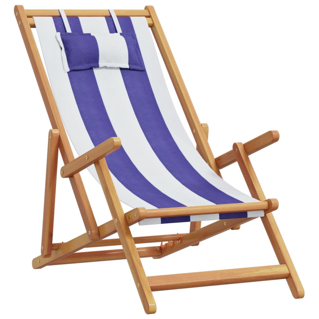 vidaXL Składane krzesła plażowe, 2 szt., niebiesko-białe