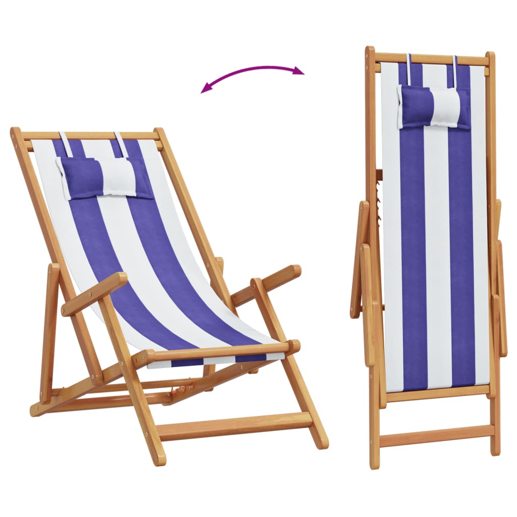 vidaXL Składane krzesła plażowe, 2 szt., niebiesko-białe