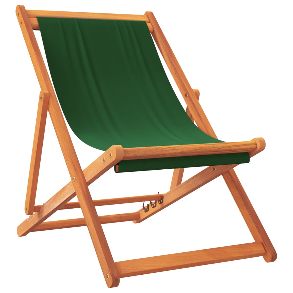 vidaXL Składane krzesła plażowe, 2 szt., zielone, obite tkaniną