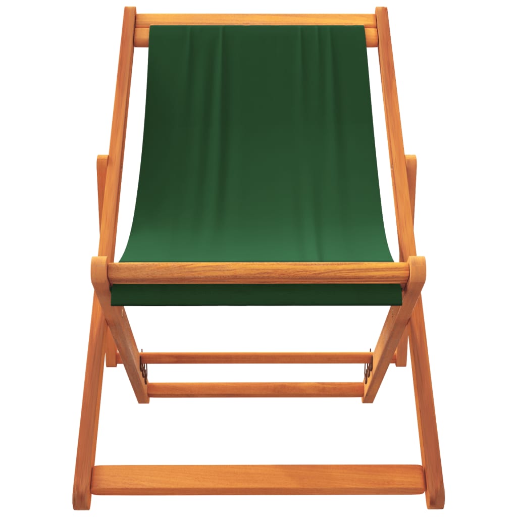 vidaXL Składane krzesła plażowe, 2 szt., zielone, obite tkaniną