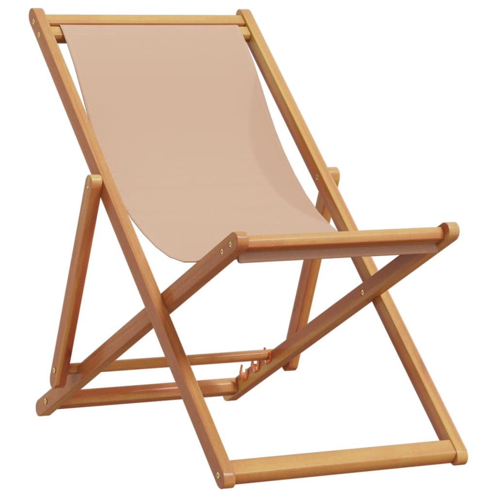 vidaXL Składane krzesła plażowe, 2 szt., taupe, tkanina i lite drewno