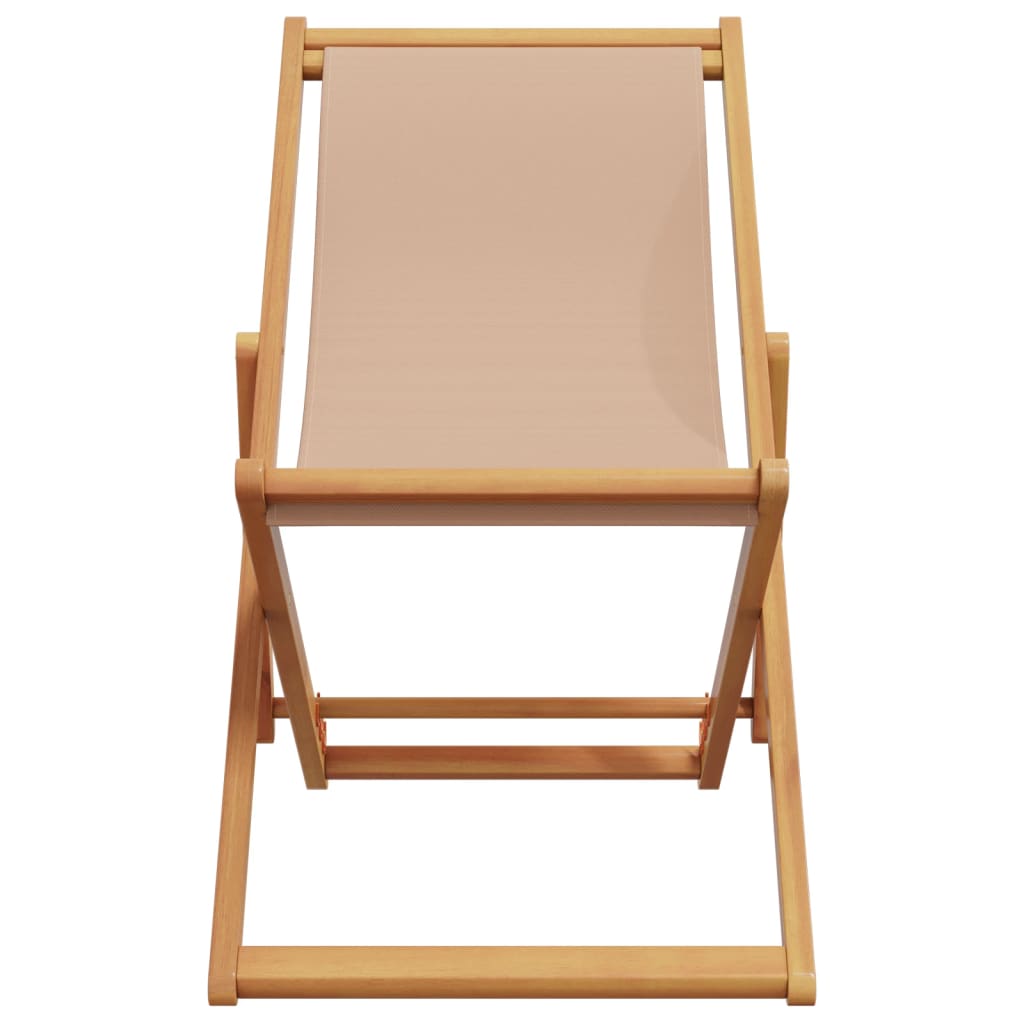 vidaXL Składane krzesła plażowe, 2 szt., taupe, tkanina i lite drewno