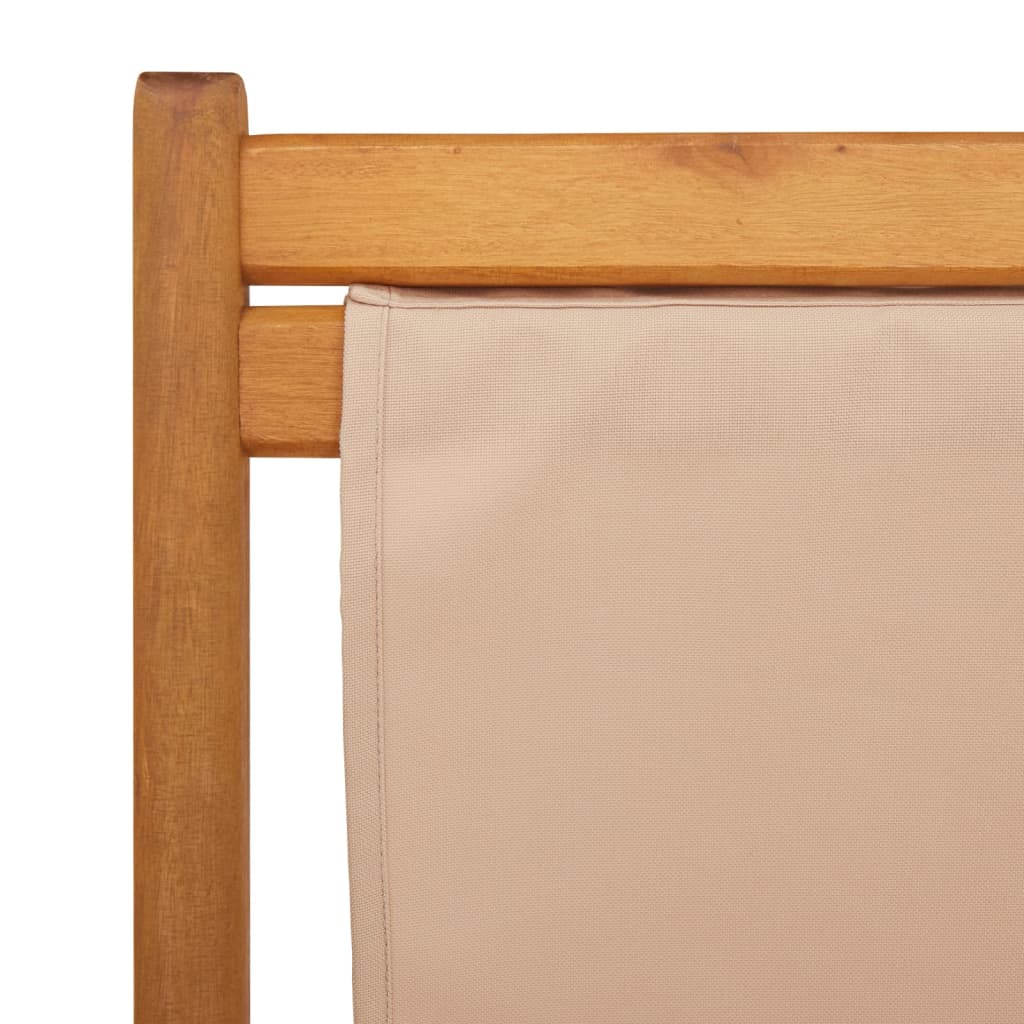 vidaXL Składane krzesła plażowe, 2 szt., taupe, tkanina i lite drewno