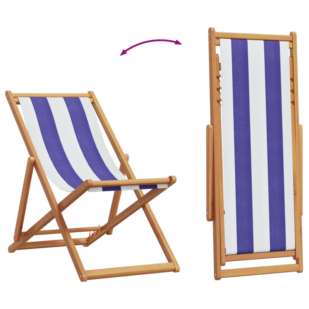 vidaXL Składane krzesła plażowe, 2 szt., niebiesko-białe