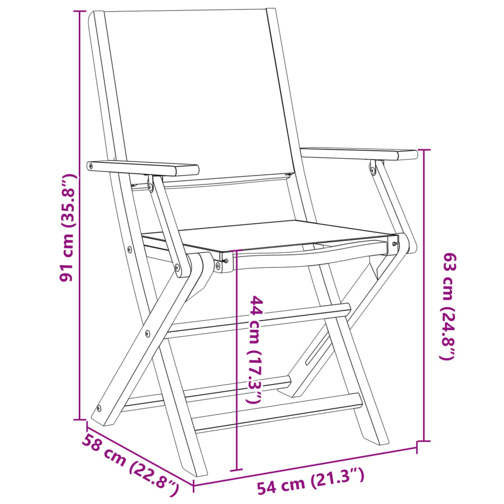 vidaXL Składane krzesła ogrodowe, 8 szt., antracytowa tkanina i drewno