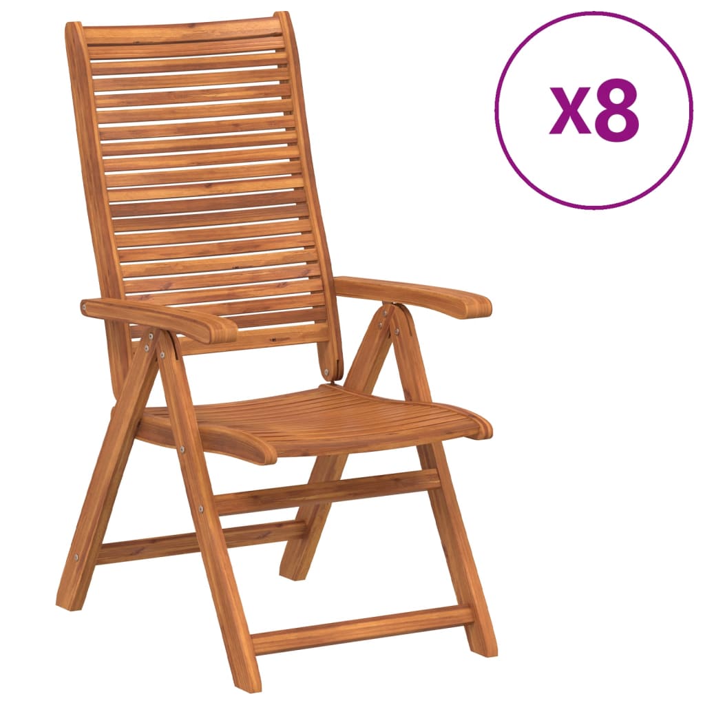 vidaXL Krzesła składane rozkładane 8 szt. 56x72x107 cm lite drewno akacjowe