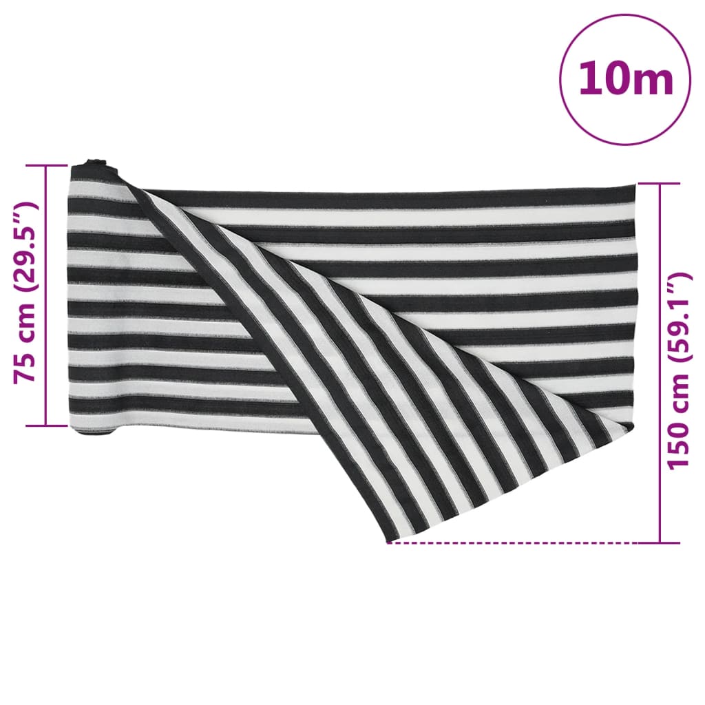 vidaXL Siatka cieniująca, antracytowo-biała, 1,5x10 m, HDPE, 75 g/m²