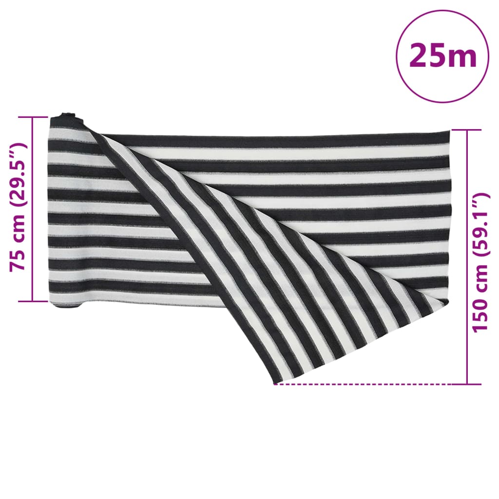 vidaXL Siatka cieniująca, antracytowo-biała, 1,5x25 m, HDPE, 195 g/m²