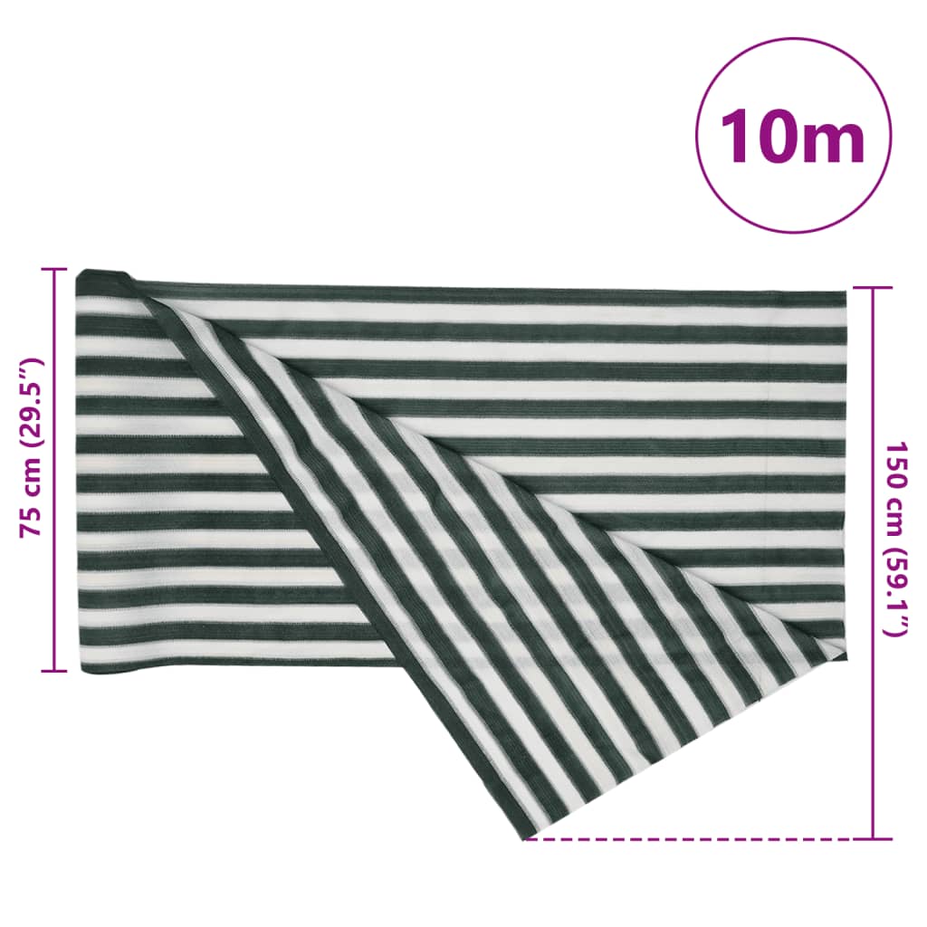 vidaXL Siatka cieniująca, zielono-biała, 1,5x10 m, HDPE, 150 g/m²